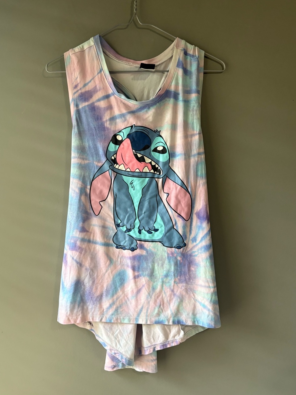 Disney Stitch Pastel Tie Dye Tank Top | Lilo & Stitch Graphic Large